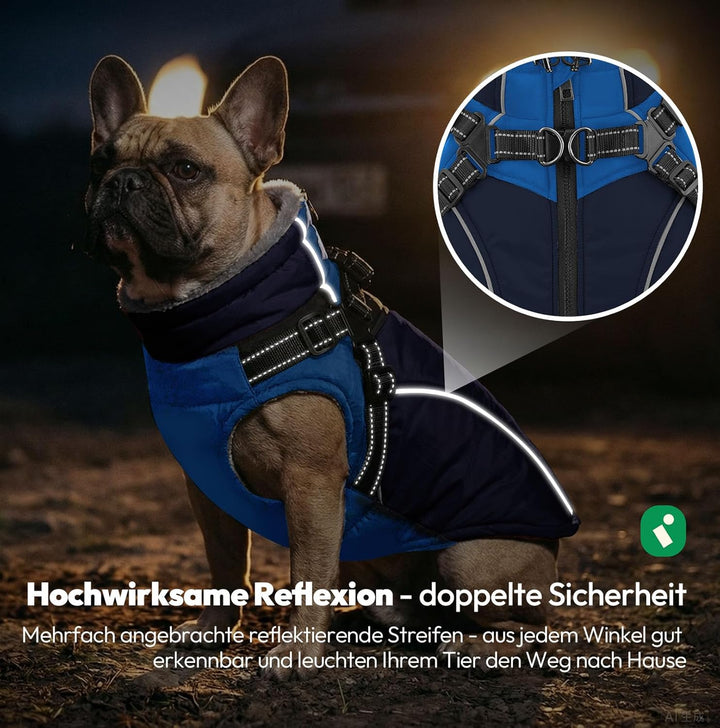 Hunde Wintermantel Wasserdicht,Hundejacke mit reflektierende Elemente und Fleecefutter für mittlere