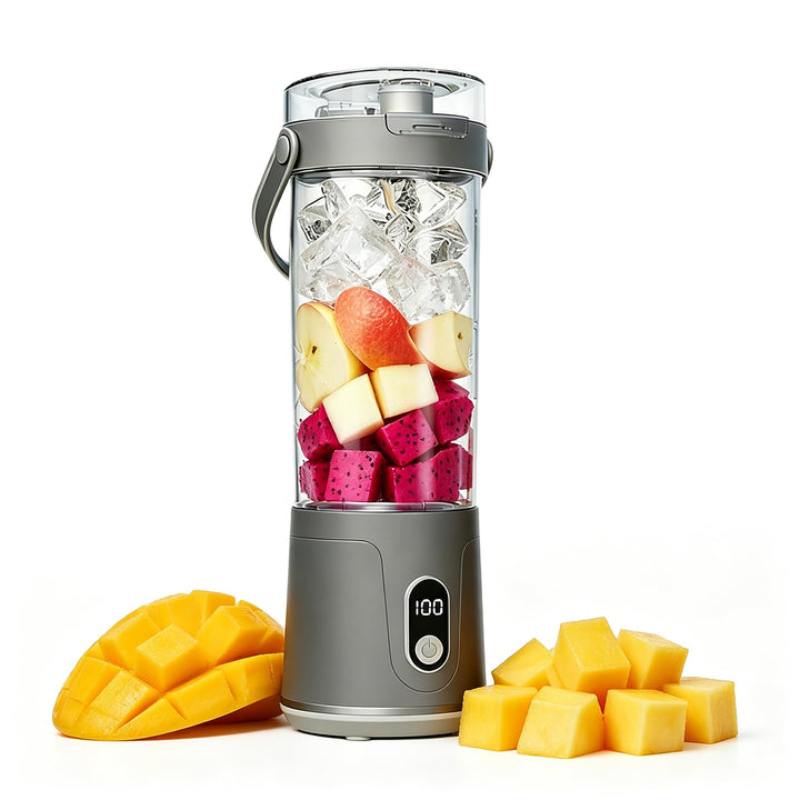 Tragbarer Mixer, 600ml Smoothie Maker to Go, Portabler Elektrischer Saftpresse mit 12 Klingen Edelst