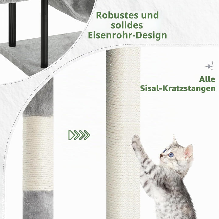 Gitelsnour Kratzbaum, Katzenbaum für Innenbereich, 110 cm Katzenkratzbaum mit stabilen Metallrohren,