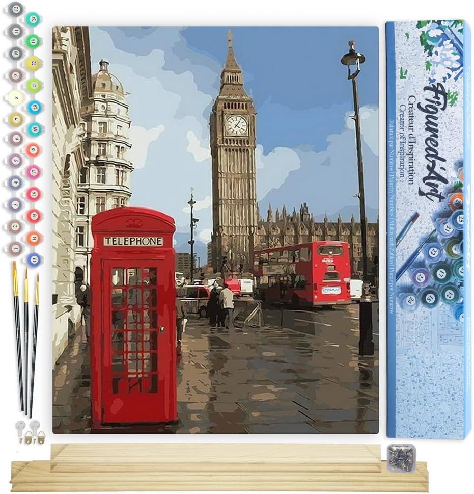 Figured'Art Malen Nach Zahlen Erwachsene Mit Rahmen Telefonzelle in London - Paint by Numbers Bastel