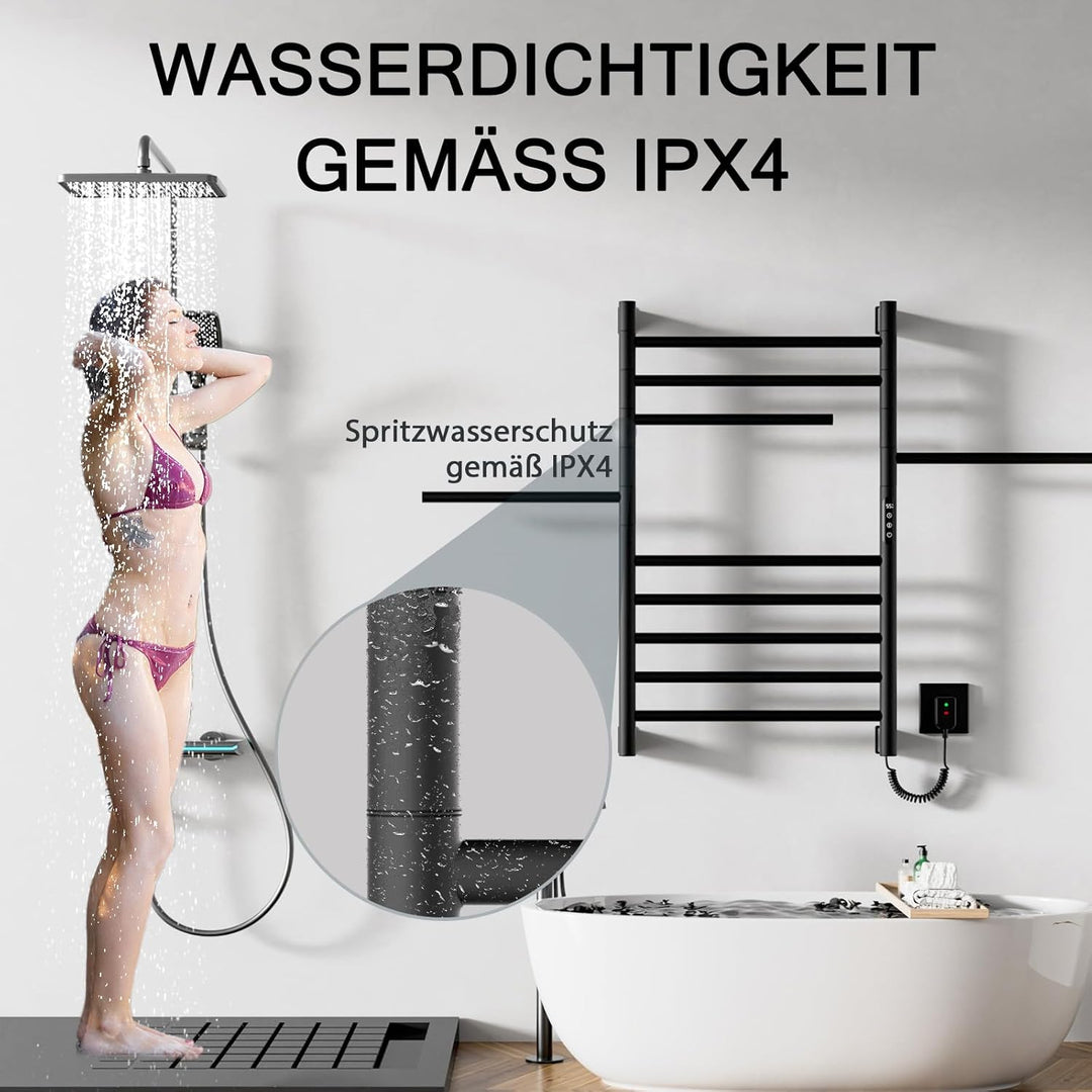 Badheizkörper, Handtuchheizkörper, Um 180° Drehbare Halterung, Mit Heizstab 250W, 850 X 520 Mm, Rahm