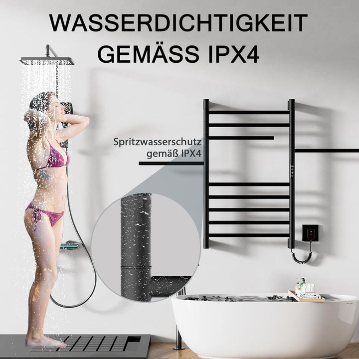 Badheizkörper, Handtuchheizkörper, Um 180° Drehbare Halterung, Mit Heizstab 250W, 850 X 520 Mm, Rahm