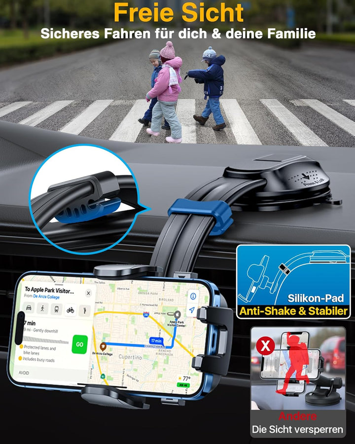 HTU【2026 Neuester Saugnapf &amp; Lüftung Biegsamer Arm Handyhalterung Auto【True Militär-Klasse】 360° Dre