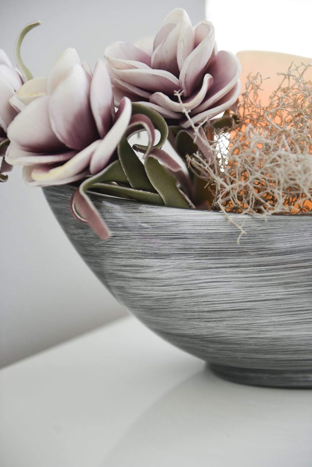 VIVANNO Dekoschale Schale Pflanzschale Mondana 16 x 39 x 20 cm, Silber Schwarz Hochglanz Silber Schw