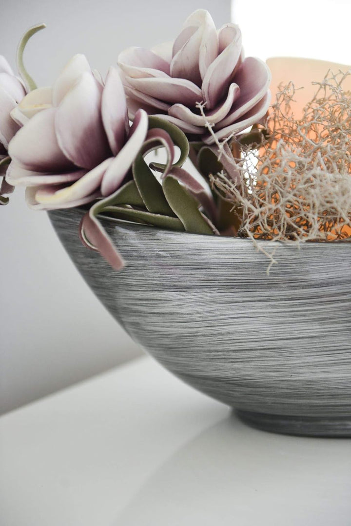 VIVANNO Dekoschale Schale Pflanzschale Mondana 16 x 39 x 20 cm, Silber Schwarz Hochglanz Silber Schw