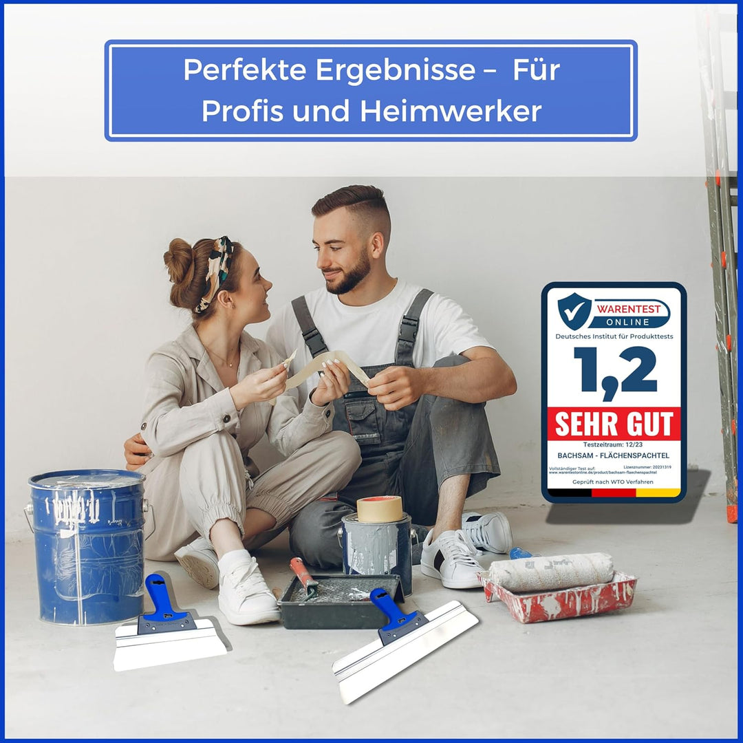 BACHSAM® Made in Germany hochwertige (runde Ecken) Flächenspachtel-Set 400mm und 250mm breit - Profi