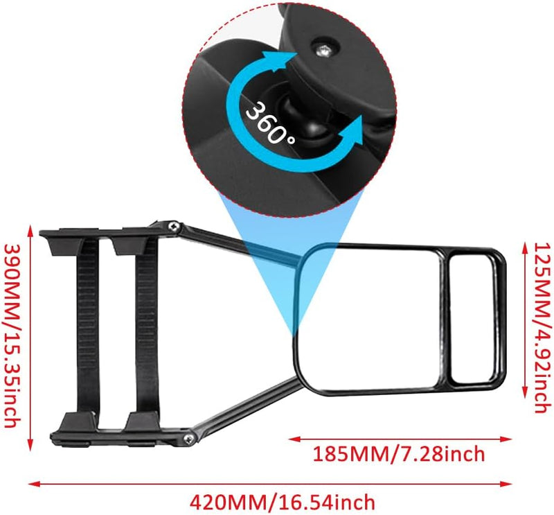 Baceyong Universal-Rückspiegel für Autos, Anhänger, Wohnwagen, verstellbar, breite Sicht, Anhänger,