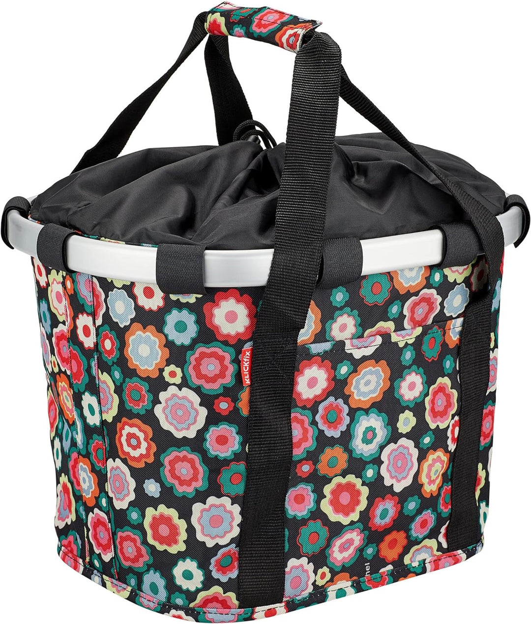 KLICKfix Unisex – Erwachsene Happy Flowers Fahrradkorb, Bunt, 15 Liter Colourful 15 litres, Colourfu