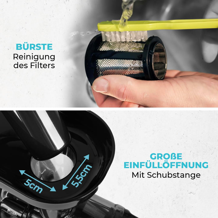 Fentic Slow Juicer – Entsafter Gemüse und Obst – Horizontale Saftpresse Elektrisch mit Rückwärts-Fun