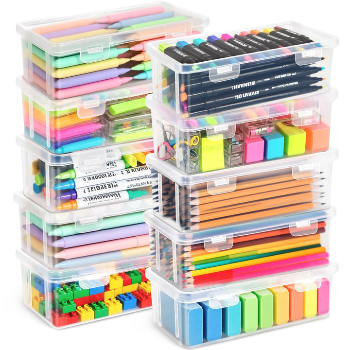 Aufbewahrungsbox Für Büromaterial, Plastik, Stiftebox Mit Snap-Dicht Deckel, Stapelbar, Für Schreibw