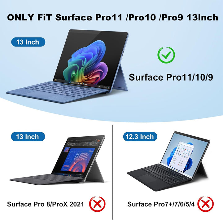 Hülle für Microsoft Surface Pro 11 / Pro 10 / Pro 9 13 Zoll (2022),Leder Schutzhülle Surface Pro 9 T