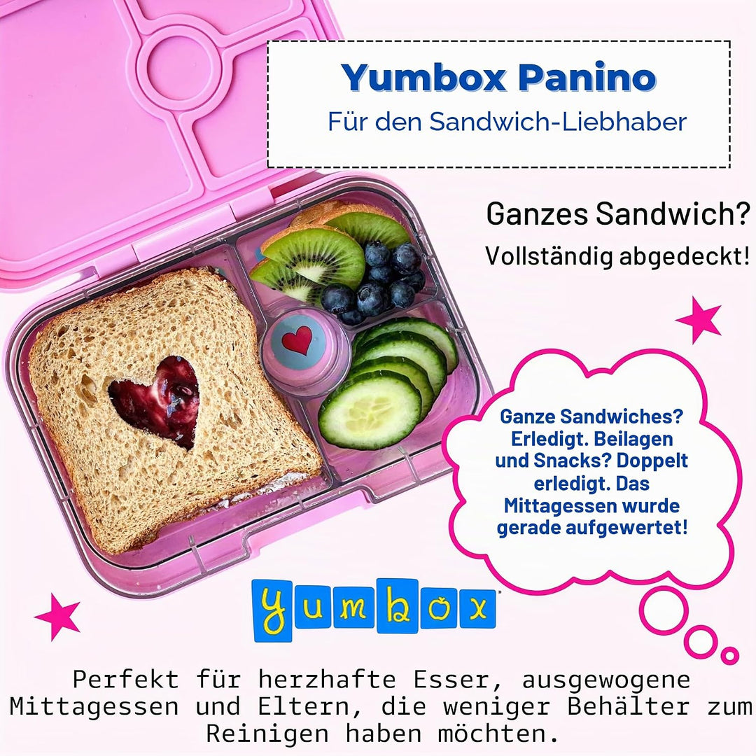Yumbox Panino auslaufsichere Bento-Box, Sandwich-Grösse, passend für ein Sandwich plus Seiten, 3 Fäc