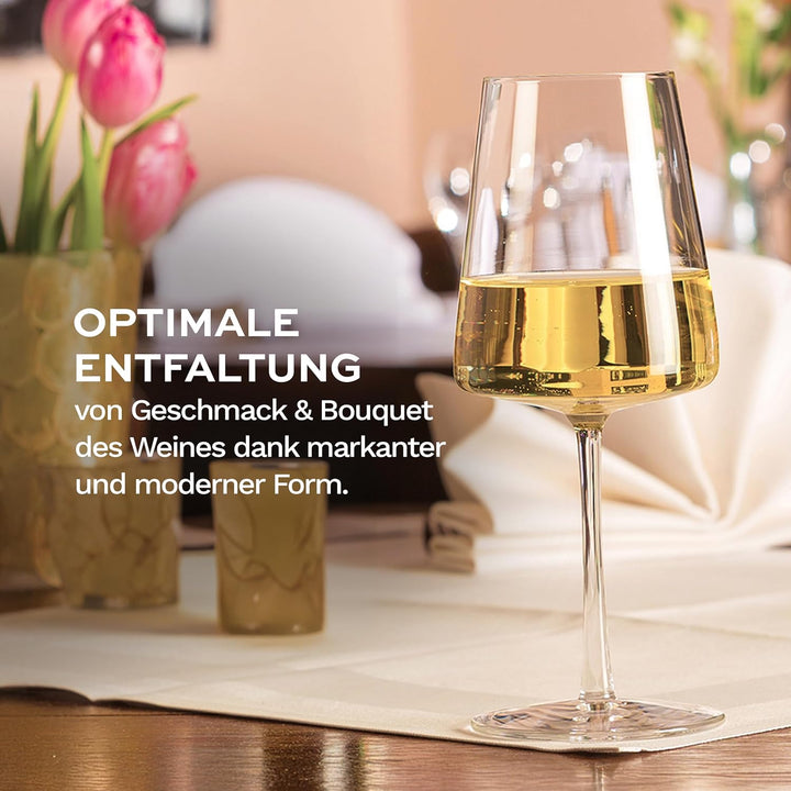 Stölzle Lausitz Weissweinkelche Power 400 ml I Weissweingläser 6er Set I Moderne Weingläser spülmasc