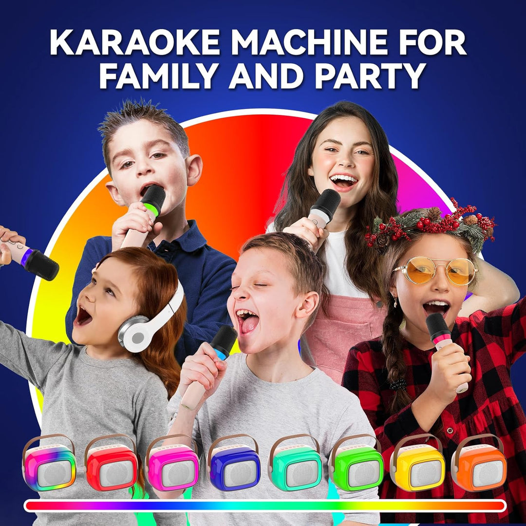 GUYUCOM Karaoke Machine mit 2 Kabellose Mini Mikrofon für Kinder und Erwachsene, Tragbaren Bluetooth