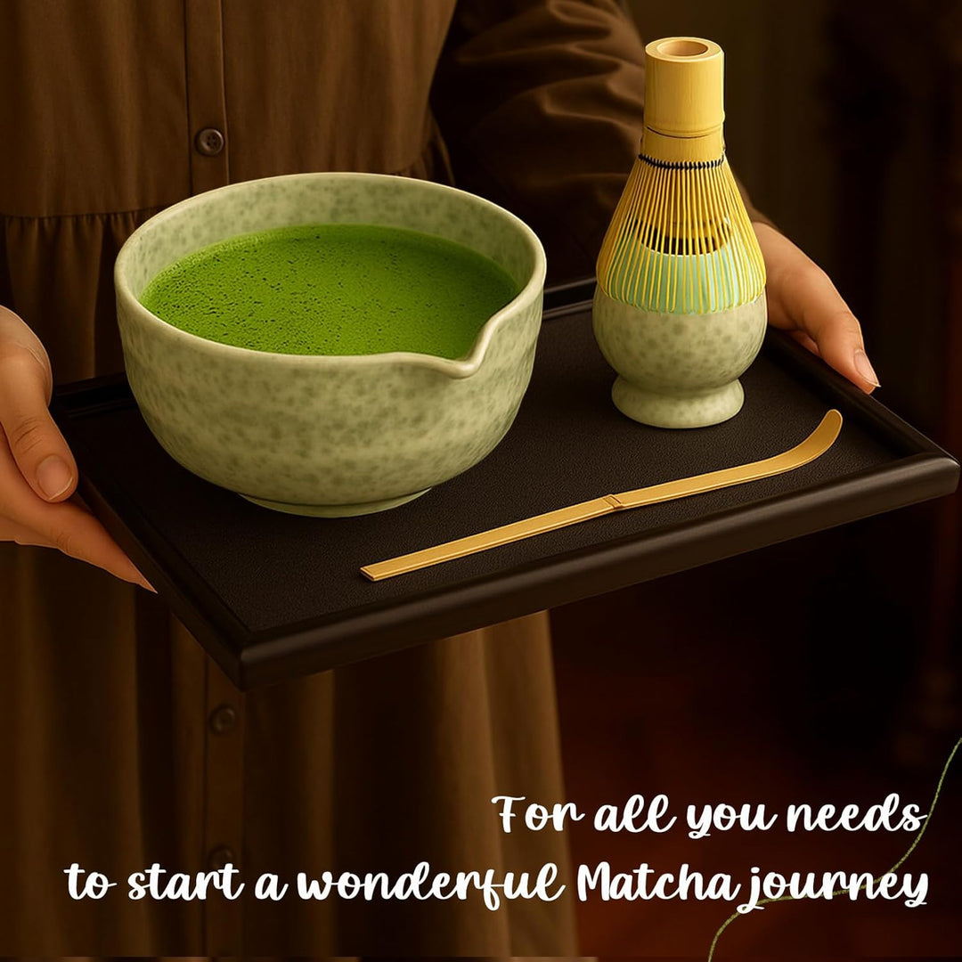 Matcha Set - 8 Stück Matcha Besen Tea Set, Matcha-Schale mit Ausgiesser, Bambus Matcha Whisk, Schauf