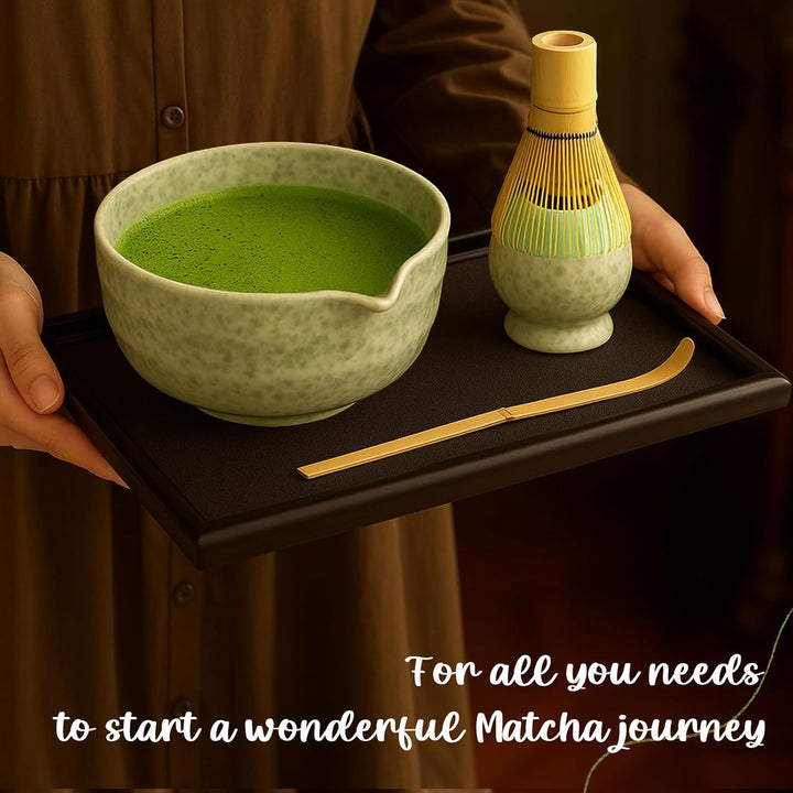 Matcha Set - 8 Stück Matcha Besen Tea Set, Matcha-Schale mit Ausgiesser, Bambus Matcha Whisk, Schauf
