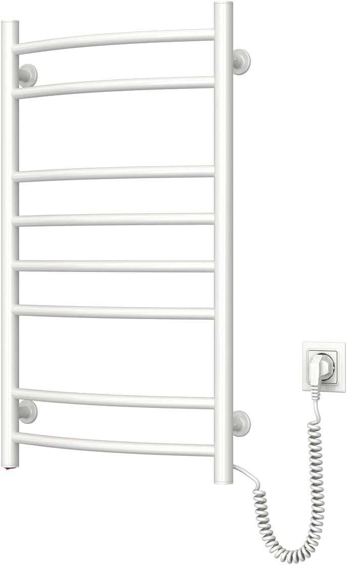 NAVIN Elektrischer Handtuchtrockner Camellia mit Druckknopf – Weiss (Weiss - Rechtes, 480х800) Weiss