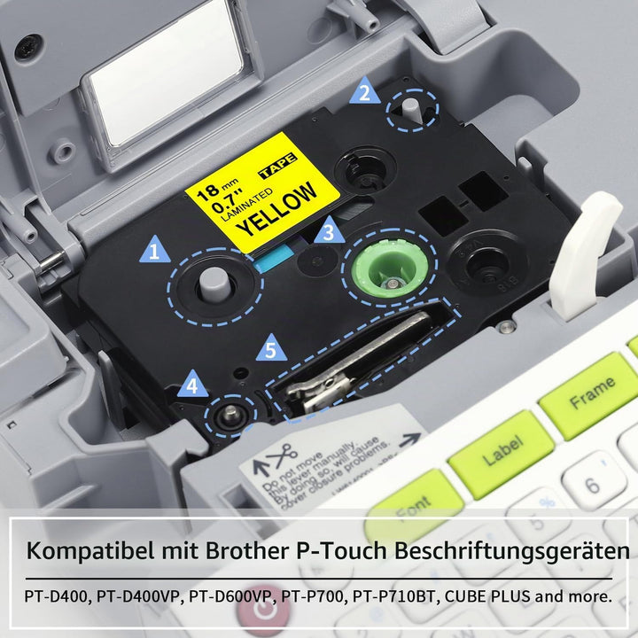 TZe-641 Schwarz auf Gelb Kompatibel für Brother P-Touch Bänder 18mm Schriftband TZ641 Tape Cassette