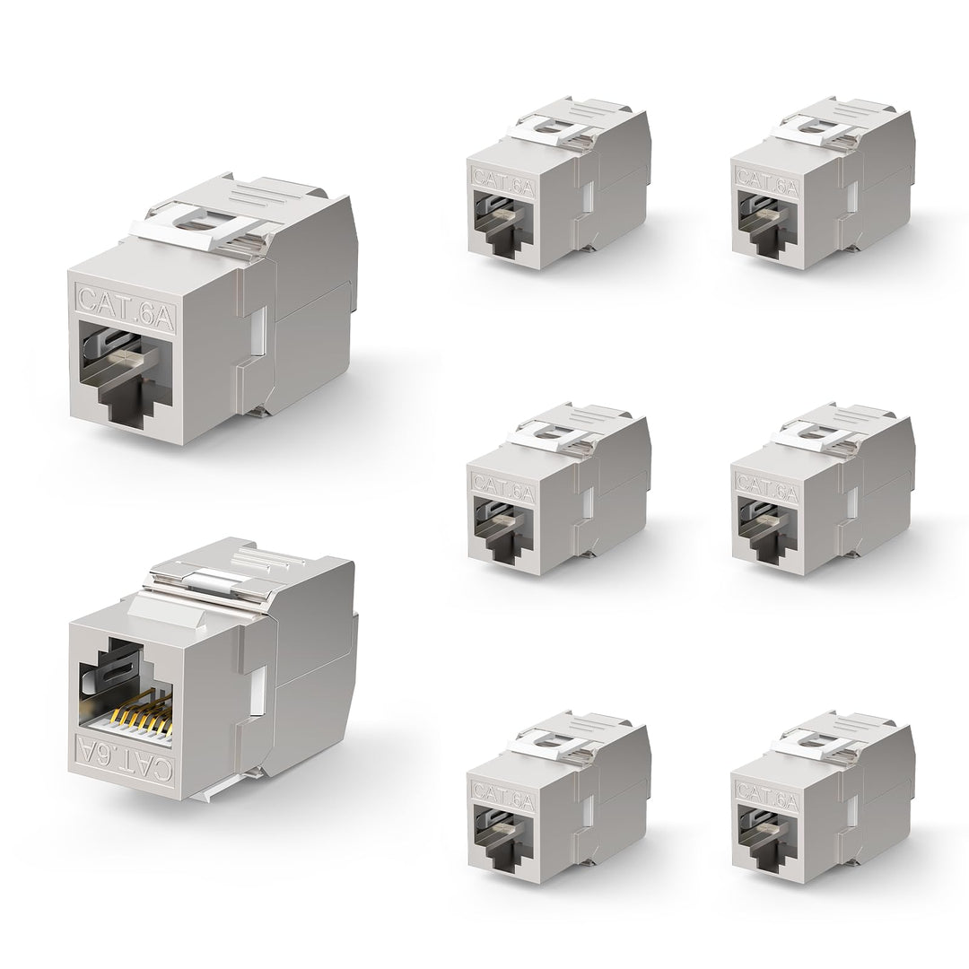 VCELINK 8 x CAT 6A Keystone RJ45 Modul für LAN Kabel 10 Gbit/s bis 500 MHz AWG 22-26 Werkzeuglos LSA