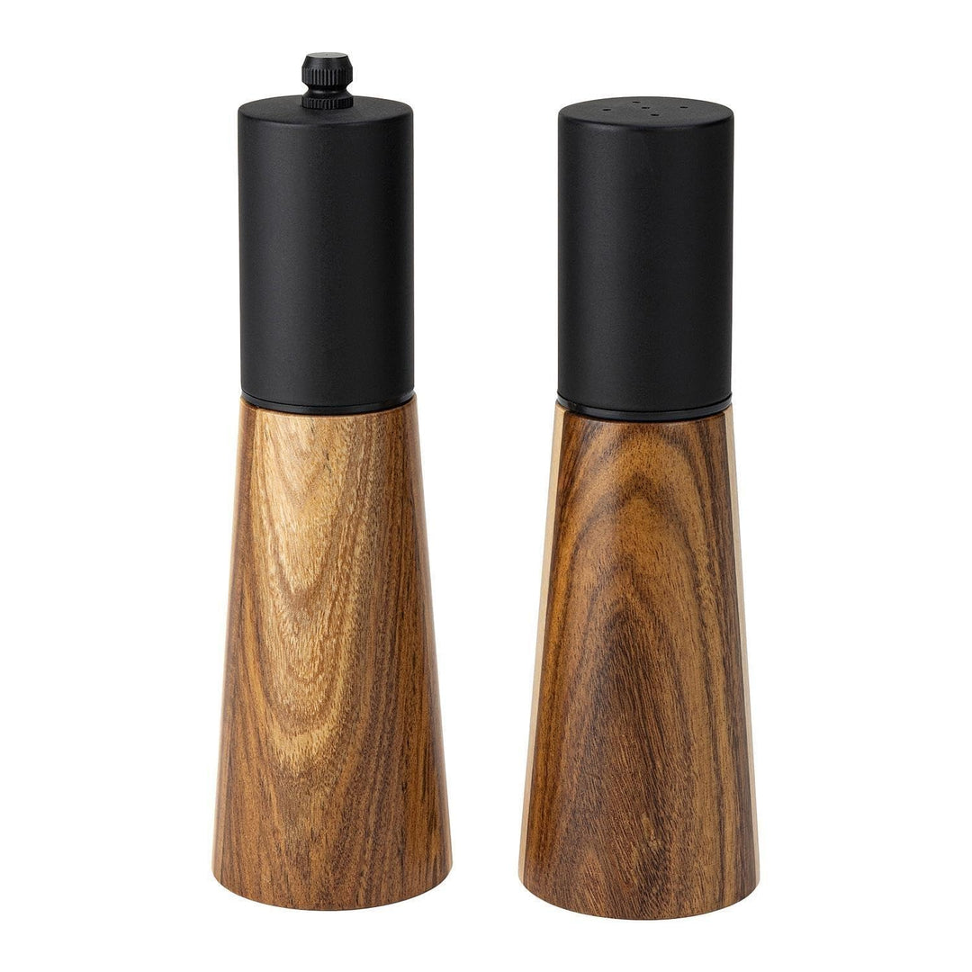 Generisch Gewürzmühlen 2er Set - H 20,5 cm - Braun - Schwarz - Holz - Keramik - mit Keramikmahlwerk