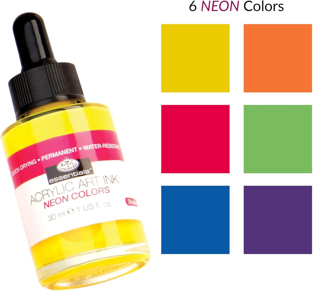 Royal & Langnickel Künstlertinte aus Acryl, permanent, 30 ml, wasserfest, 6 Stück