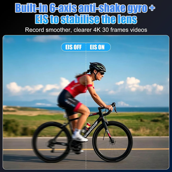 OBEST Action Cam 4K Bildstabilisierung WiFi Action Kamera Stabilisator Wasserdicht Mini Bodycam Körp