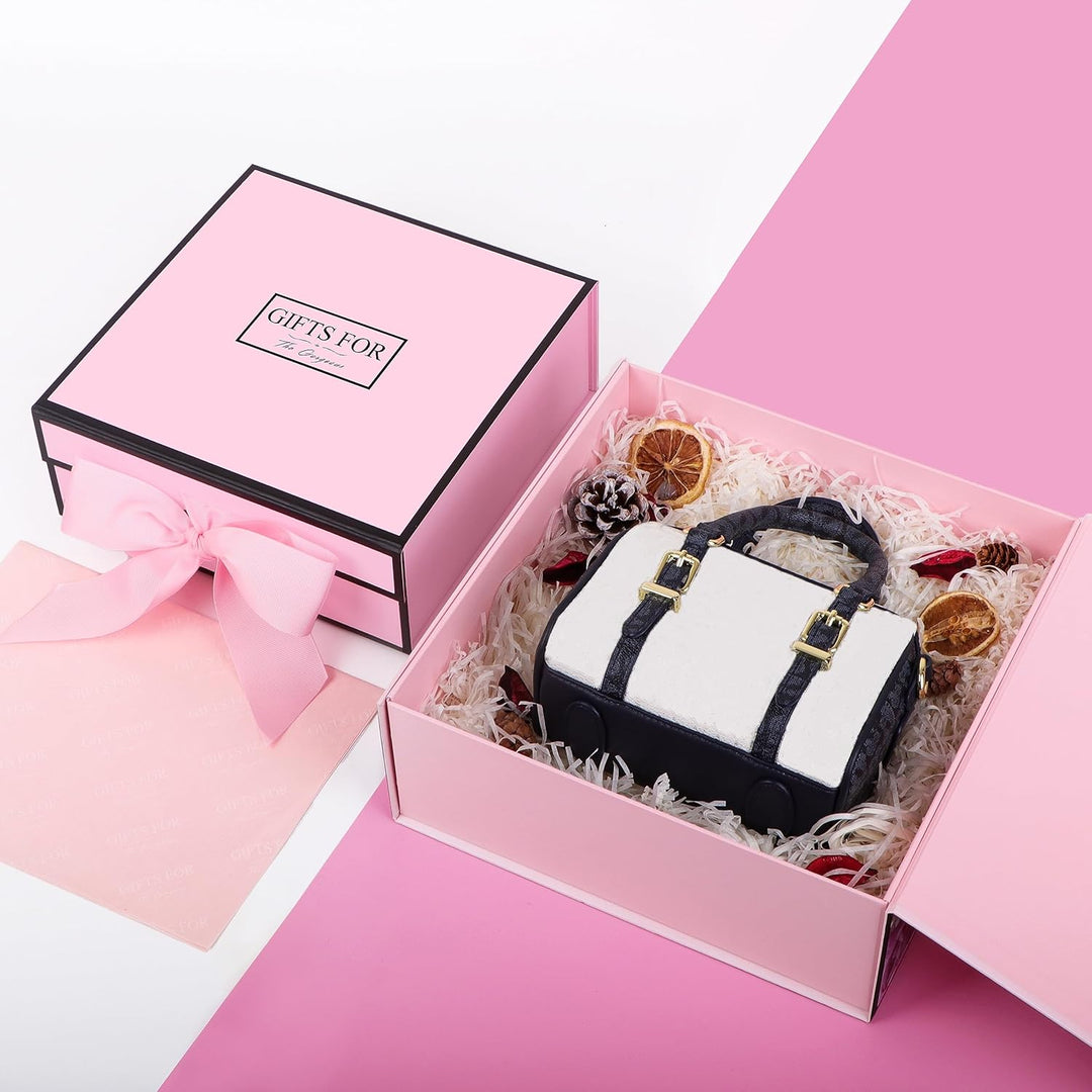 JiaWei Geschenkbox (Stil-1) 28 x 28 x 10,5 cm Mittel, Geschenkkarton mit Magnetisch Deckel und Schle