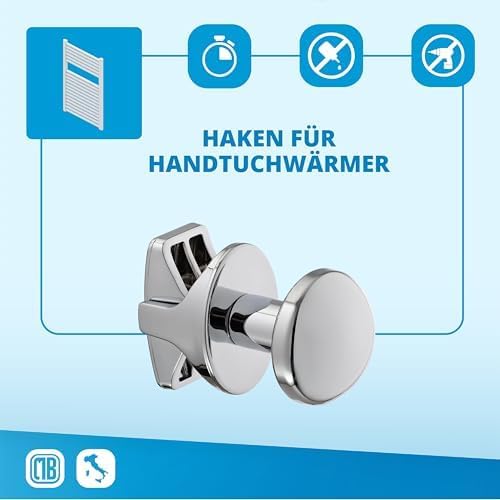 1 Paar Grip - Handtuchhalter ohne Bohren für das Badezimmer, selbstschraubend am Badheizkörper, ohne