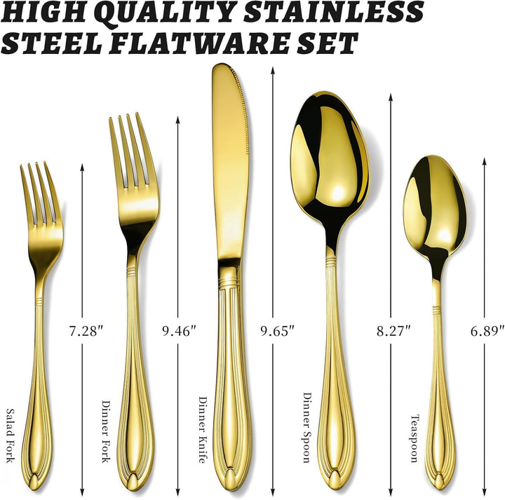 univionlions Besteckset Gold für 4 Personen-20 teilig Essbesteck Set Elegantes Bestecksets mit Gabel