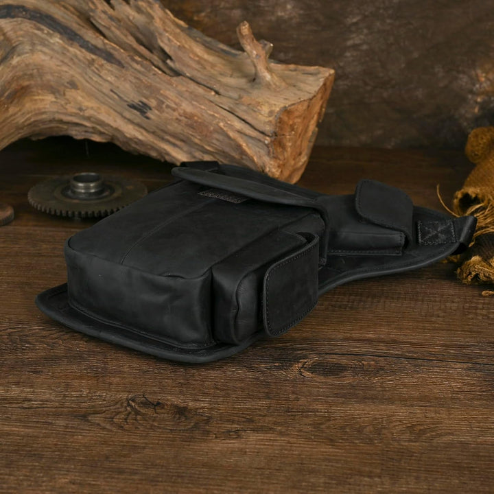 Le'aokuu Herren Echtes Leder Tasche Beinbeutel Beintasche Aussenbeintasche Hüfttasche Drop Leg Thigh