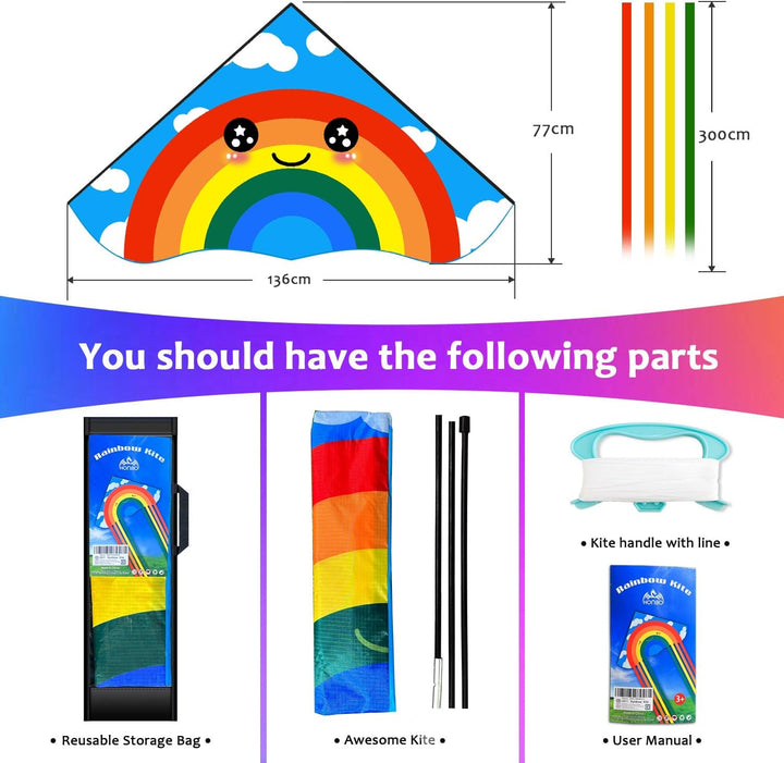 HONBO Children's Kite Large Delta Kites for Children and Adults for Beach Trip Outdoor Games, Perfec