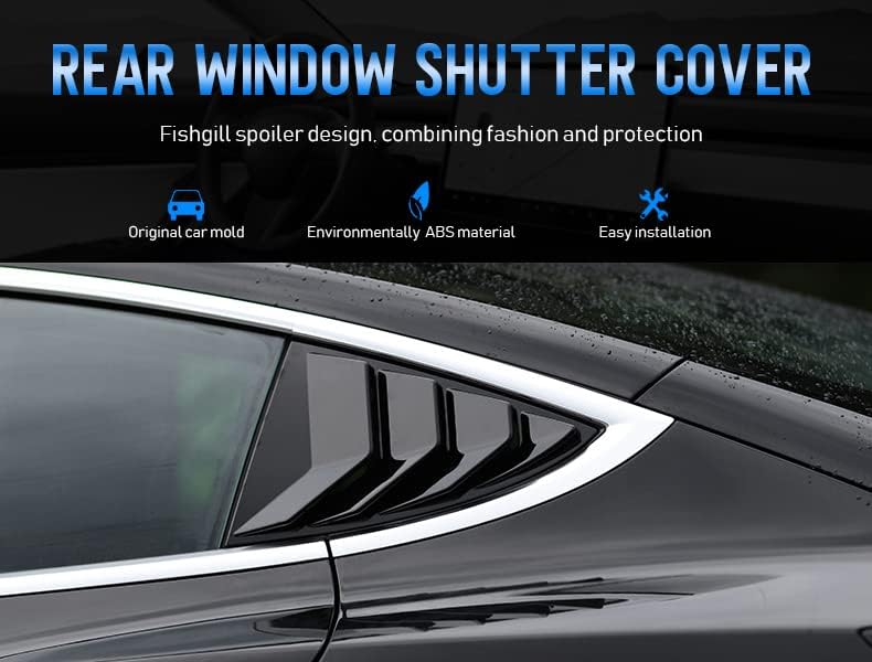 KUNGKIC Rear Side Window Louvers,Air Vent Scoop Louvers for Tesla Model 3 2017-2024,Window Scoop Lou