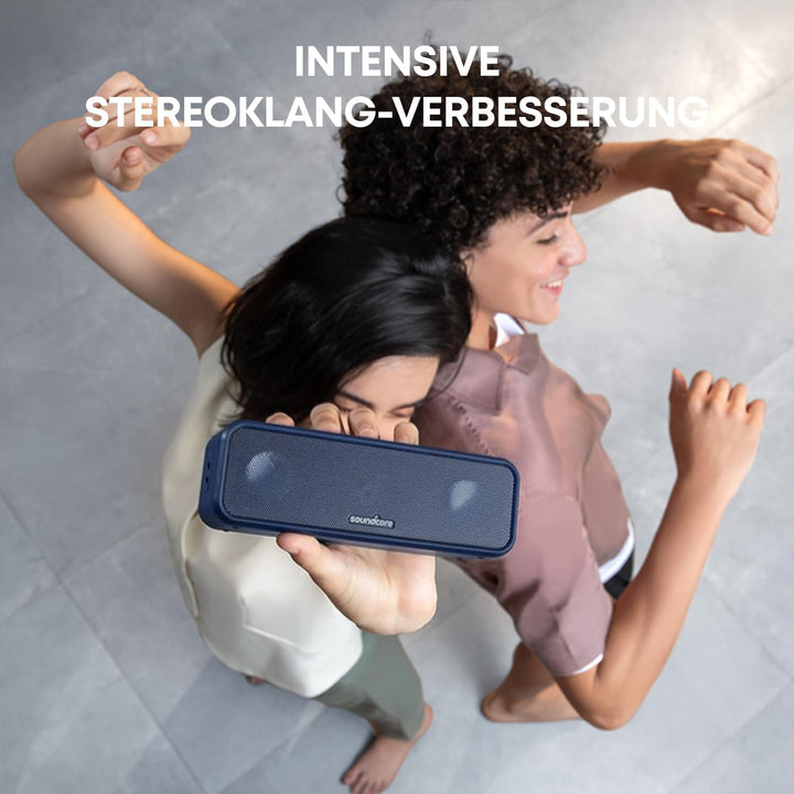 soundcore 3 Bluetooth Lautsprecher, Stereo-Sound, Audiotreiber mit Titan-Membran, PartyCast, BassUp,