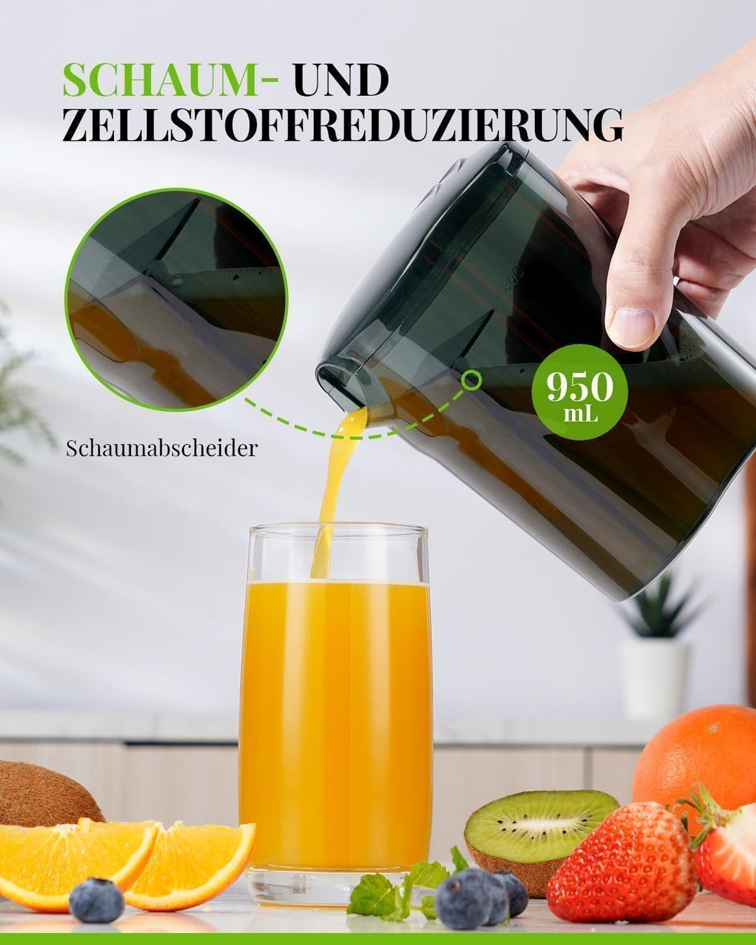 GDOR 800W Entsafter Juicer Machine aus Edelstahl 76mm Grossem Mund Entsafter Gemüse und Obst 3 Gesch