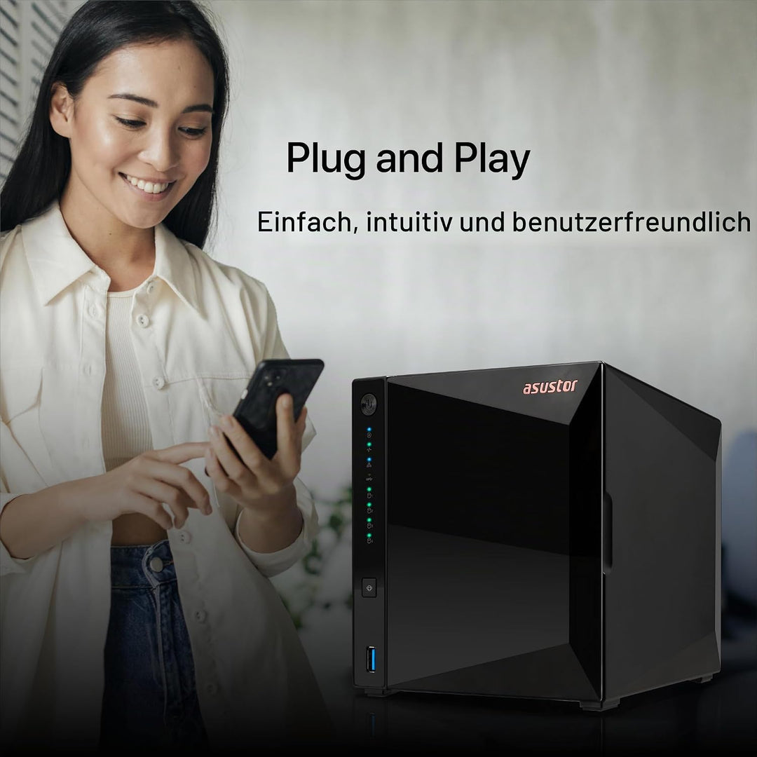 Asustor Drivestor 4 Pro Gen2 AS3304T v2, 4 Bay NAS Gehäuse Netzwerkspeicher, 1.7GHz Quad-Core, 2.5Gb