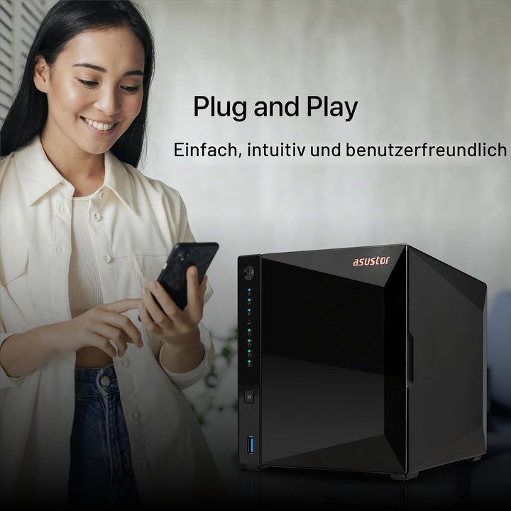 Asustor Drivestor 4 Pro Gen2 AS3304T v2, 4 Bay NAS Gehäuse Netzwerkspeicher, 1.7GHz Quad-Core, 2.5Gb