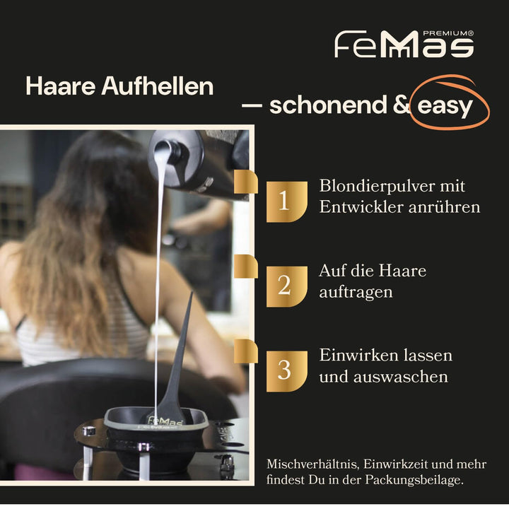 FemMas Blondier-Set: Blondierpulver mit Arganöl 500g & Entwickler 3 Prozent 1L I Perfektes Starterse