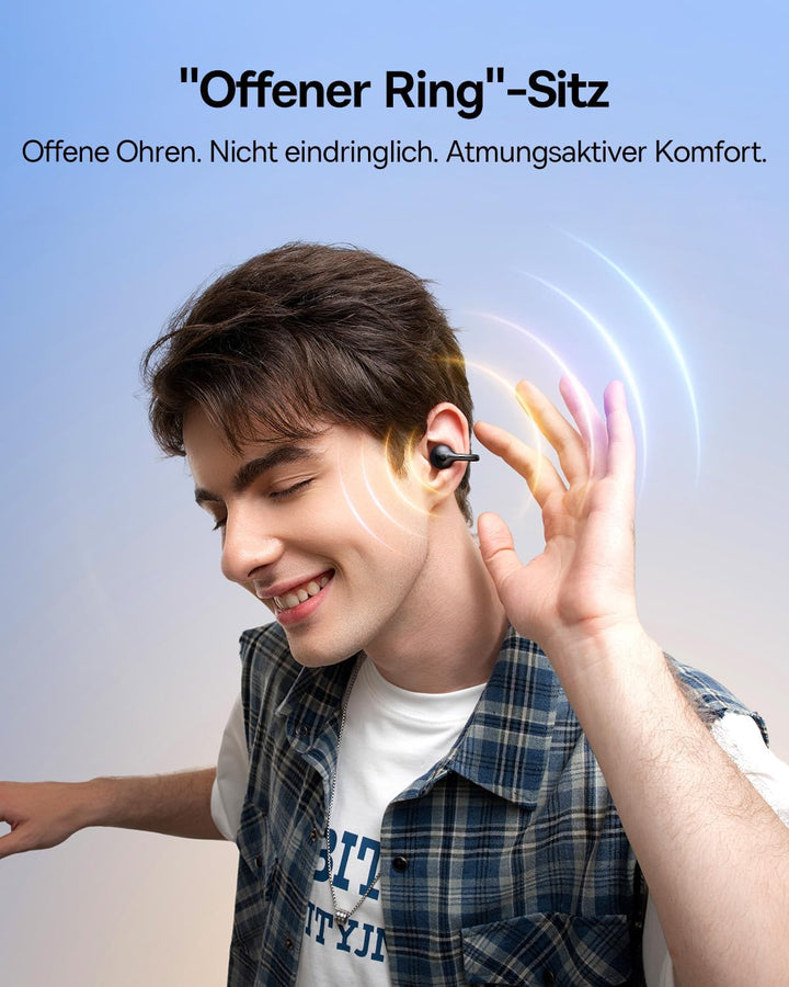 Baseus BC1 Open Ear Kopfhörer, Ohrclip mit Beeindruckender Klang, Adaptiver Bassverstärkung, Bluetoo