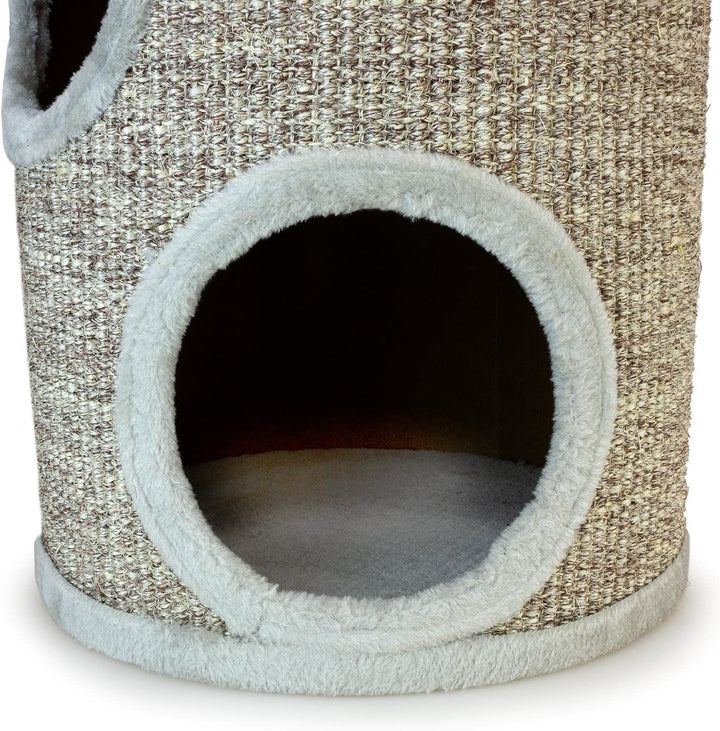 Arquivet Kratzbaum rund beige mit Löchern für Katzen - 36 x 36 x 70 cm - Kratzbaum für Katzen - Vert