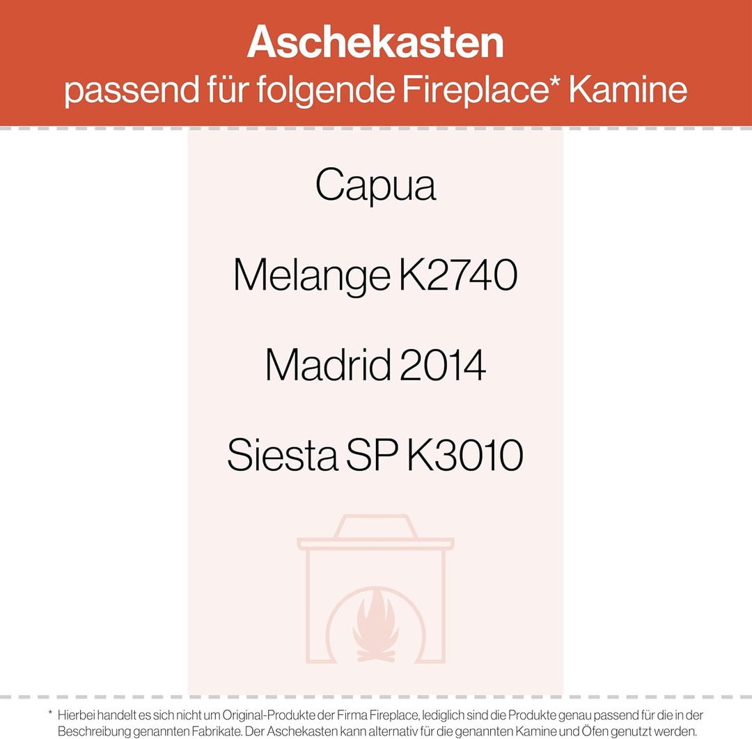 Aschekasten - Passend für Fireplace Kaminöfen inkl. Modellübersicht - Aschkasten aus verzinktem Stah