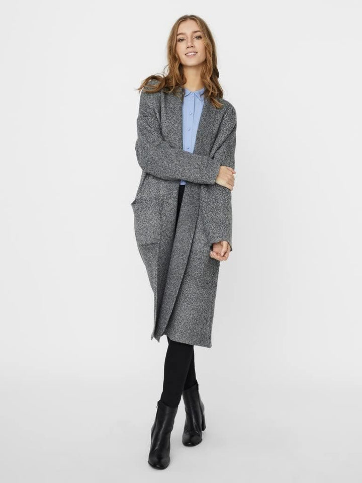 VERO MODA Damen Vmcody Ls Coatigan Ga Noos Strickjacke, M Medium Grey Melange