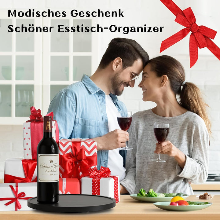 Homerays Bambus Drehteller Organizer Lazy Susan, Drehteller Küchen Organizer-22cm, Anti-Rutsch-Gewür