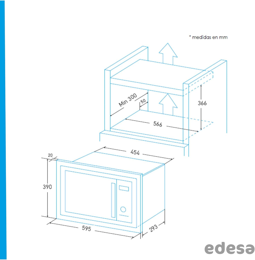Edesa EMW-2020-IG X Einbau-Mikrowelle (integriert, Grillmikrowelle, 20 l, 700 W, Drehknöpfe, Edelsta