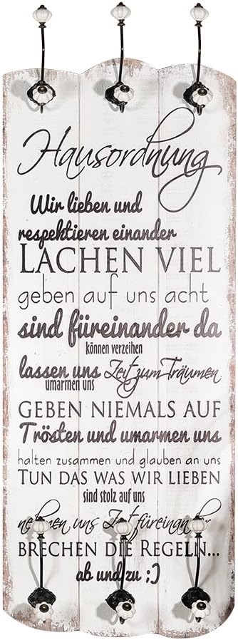 Melko Garderobenpaneel 100CM 6 Kleiderhaken Holz Shabby Hakenleiste Aufhängung Weiss
