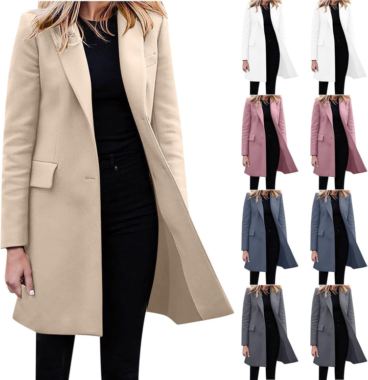 Winterdicke Winterjacke Damen Wolljacke Wollmantel Langarm Umlegekragen Übergangsjacke Hemdjacke Läs