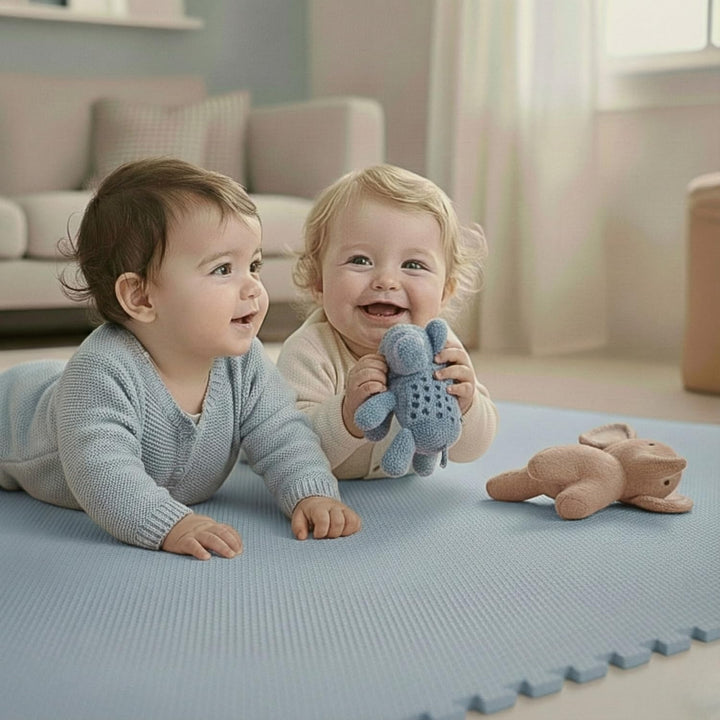 LittleTom Puzzlematte Baby Spielmatte 18 Matten Blau - 30x30 cm Krabbelmatte Bodenmatte Kinder - Puz