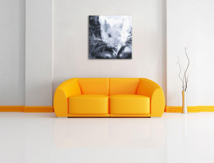 Pixxprint Chinchilla zwischen Schuhen als Leinwandbild | Grösse: 70x70 cm | Wandbild | Kunstdruck |