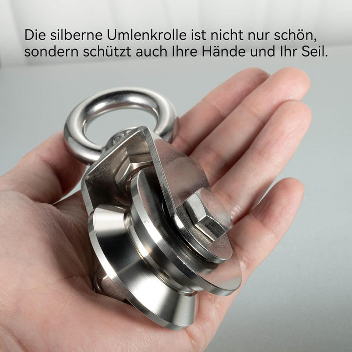 Umlenkrolle mit 2 Kugellager, Edelstahl Fitness flaschenzug, V Typ Umlenkrollen für 12mm Seile Stahl