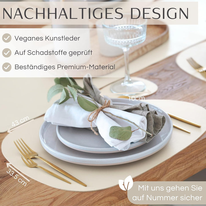 Mahewa® 6er Set Premium Tischset aus Kunstleder - Platzset abwaschbar und wasserdicht - Platzdeckche