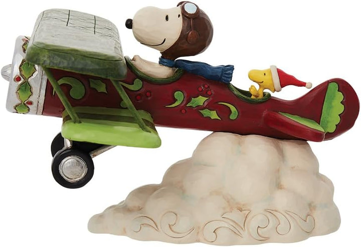 Enesco Jim Shore Peanuts Snoopy Flying Christmas Ace Flugzeug-Figur, 13 cm, mehrfarbig